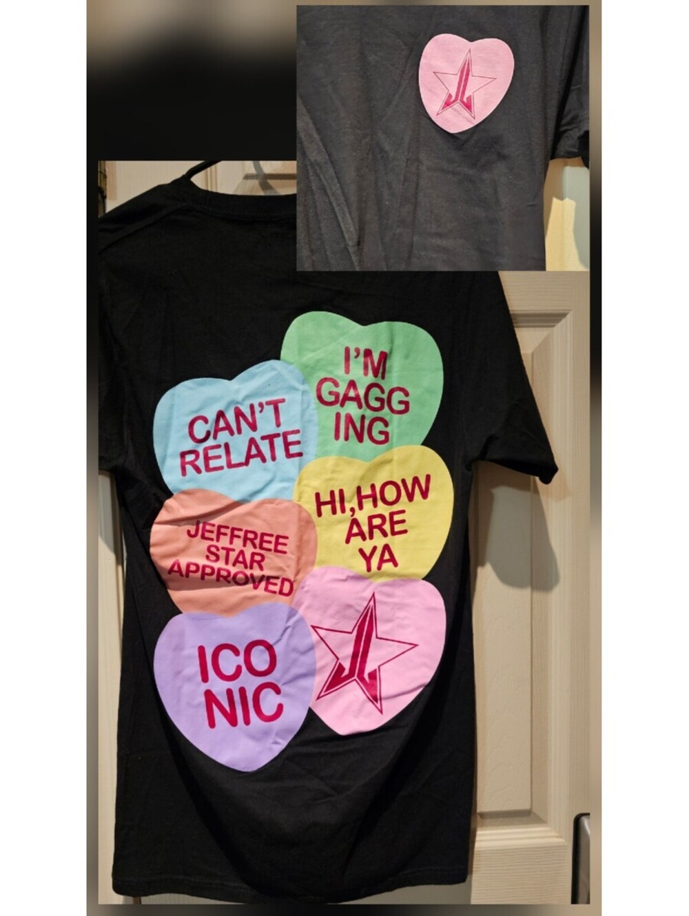 Jeffree Star Cosmetics Candy Hearts Valentines Exclusive Black T-Shirt Size S